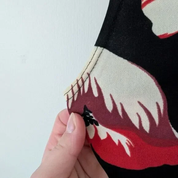 Vintage 90s Naf Naf Floral‎ Red Black Tank Top Size Medium - Picture 6 of 8